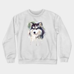 Watercolor Portrait - Alaskan Malamute Crewneck Sweatshirt